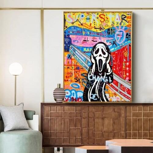 Pop Art Graffiti Posters and Prints Wall Canvas Famous Painting Artwork Howards Scream Picture for Living Room Home Decoration