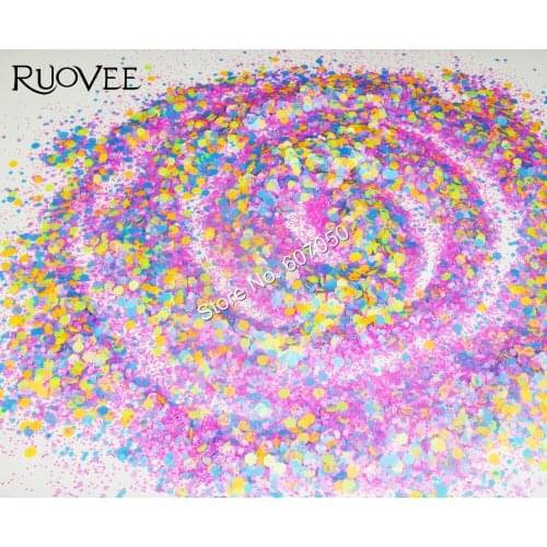 30gram x Mixed NEON Color Nail Solvent Resistant Glitter Hexagon Paillette Spangles Shapes for DIY GEL Polish Acrylic nails