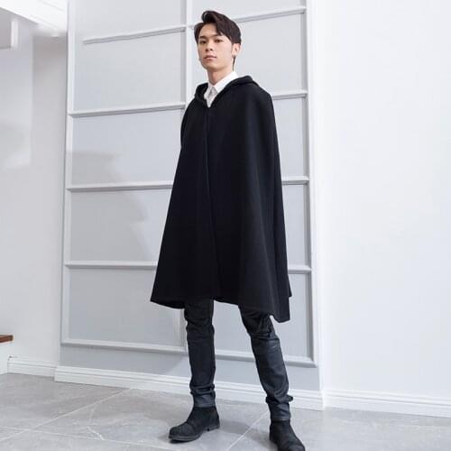 Woollen coat, long, British style, Korean edition, loose, hooded, Shamans Cap, cloak, Cape, and Cape