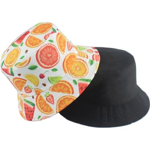 2021 Summer Sun Hats For Women Men Panama Bucket Cap Fruit Watermelon Orange Banana Strawberry Printed Fisherman Hat