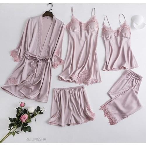 Bride Wedding Robe Suit Sexy Ladies' Sleepwear Kimono Bathrobe Gown Summer New Lace Trim Intimate Lingerie Mini Nightgown
