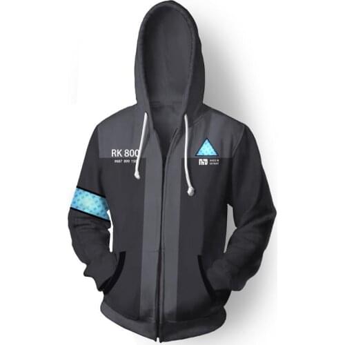 Game Detroit Become Human Connor RK800 3D Print Sweatshirt Cosplay Costume Spring Men Women Casual Coat Hooded Zip Jacket Hoodie
