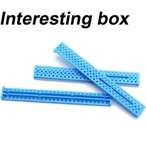 Track long bar (blue) with groove plastic strip 2mm hole DIY to make manual toy frame connection accessories