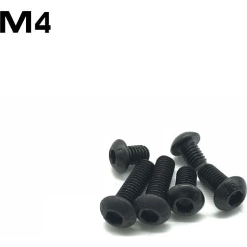 50Pcs M4 Alloy Steel Screws Hex Socket Round Head Cap Black Screw Furniture Fastener Bolt M4x6mm~50mm 10.9 Level