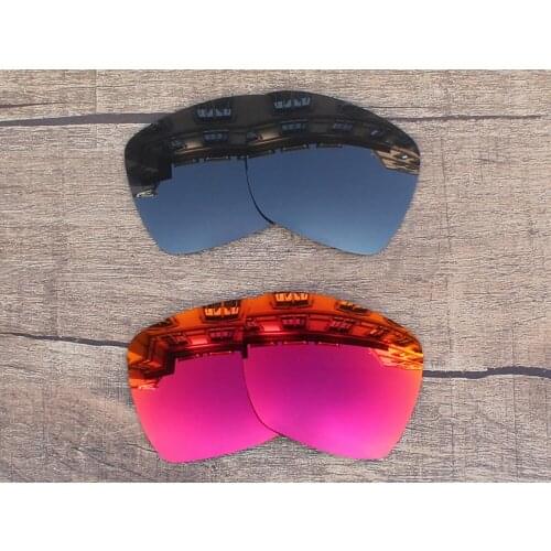 Vonxyz 2 Pairs Stealth Black & Ruby Mirror Polycarbonate Replacement Lenses for-Oakley Deviation Frame