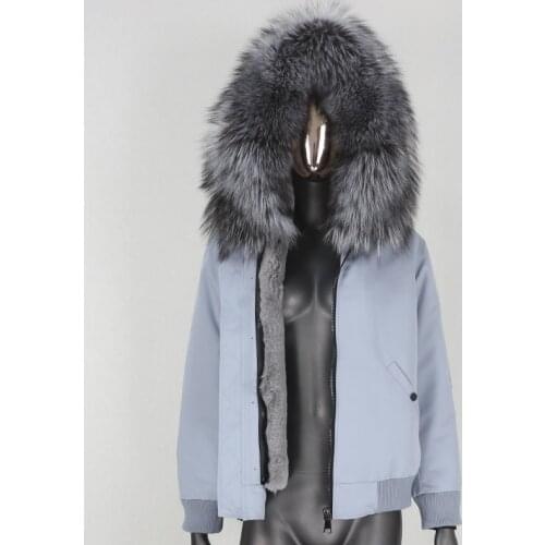 BLUENESSFAIR 2020 Waterproof Bomber Parka Natural Fox Fur Collar Hood Streetwear Thick Warm Real Fur Coat Winter Jacket Women