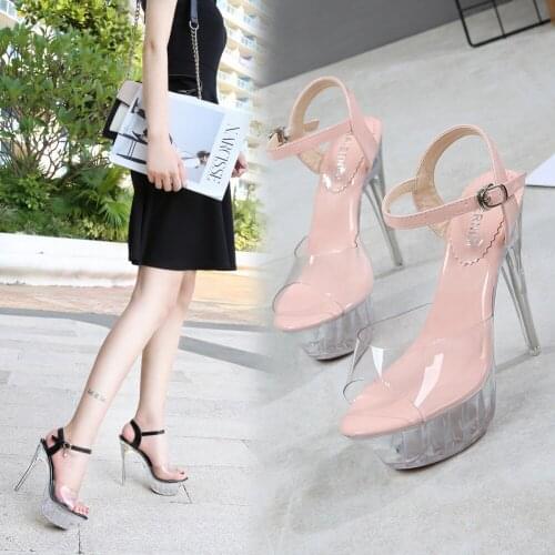 Women high heels shoes pumps 2021 Transparent stiletto Party Waterproof Platform black sandals summer High Heel shoes for women