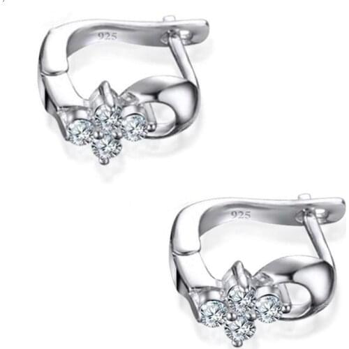 Everoyal Trendy 925 Sterling Silver Earrings For Women Jewelry Vintage Crystal Flower Girls Earrings Accessories For Female Gift