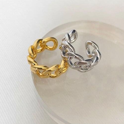 New Trend 2021 Opening Chain Gold Silver Color Finger Ring For Women Teens Simple Cute Girls Hand Fashion Jewelry Rings