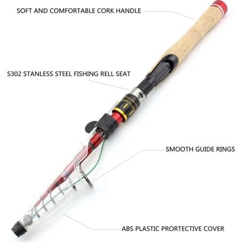 1.6m-2.7m lure rod Carbon Fishing Rod Telescopic wooden handle Spinning Fishing Rod Travel Fishing Tackle pole wrap Lure Rod