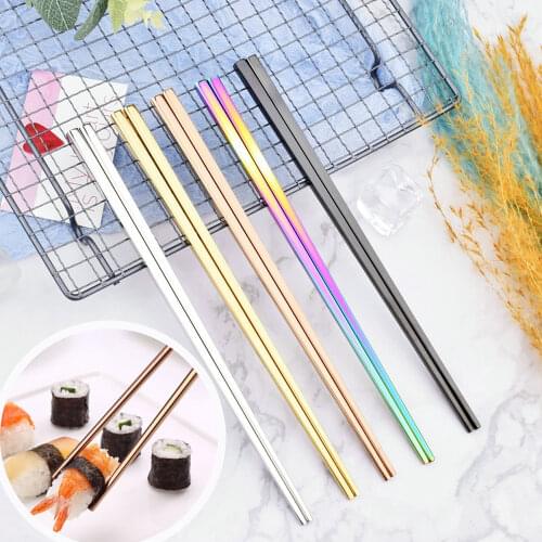 1Pair Stainless Steel Chopsticks Metal Chop Sticks Tableware Multicolor Wedding Party Festival Supplies Sushi Hashi Food Stick