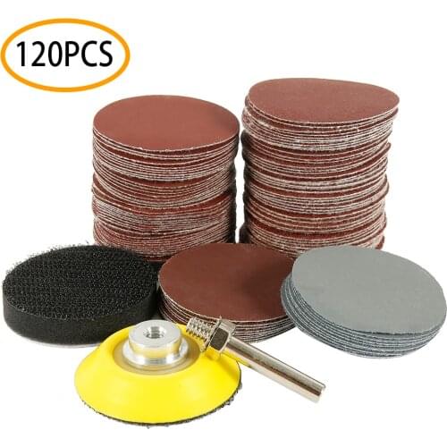 120Pcs 50mm Polishing Disc Sand Disc Pad 2 Inch Round Sand Pad Sandpaper 60-3000 Grit Sandpaper Set Polishing Cleaning Tool NEW