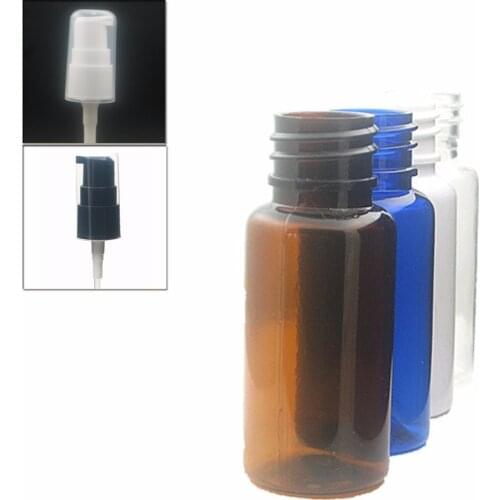 15ml round empty Plastic Bottles, clear/white/amber/blue pet bottle with white/black treatment Pump lotion head X10