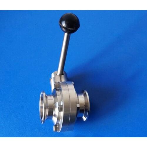 2" 51mm Butterfly Valve SS304 Stainless Steel Sanitary 2" Tri Clamp Flow Control Butterfly Valve