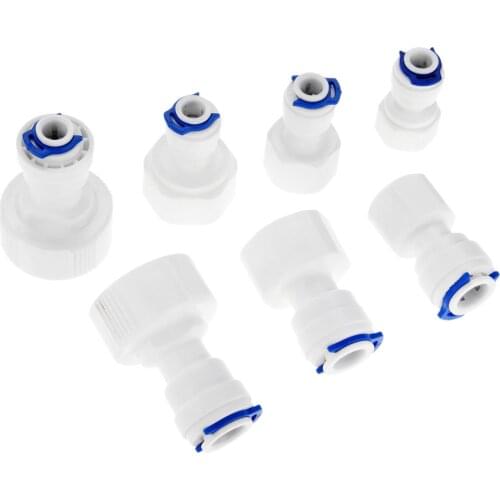 2Pcs 1/4" 3/8" OD Hose Reverse Osmosis RO Water System Fitting 1/4" 1/2" 1" 3/8" Female Thread Plastic Pipe Quick Connectors