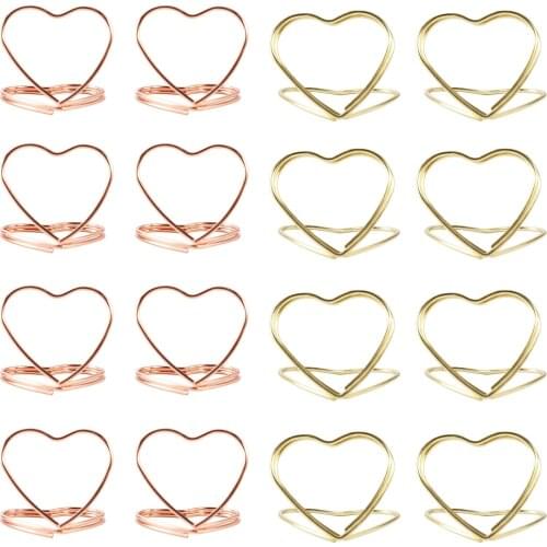 20Pcs Love Note Creative Business Card Holder Metal Double-Layer Message Holder Dining Table Holder Vertical Label Seat Holder