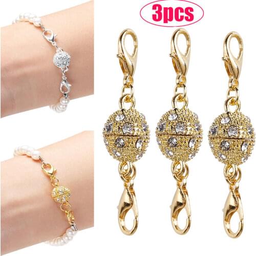 3 Pairs/set 10mm Diamond DIY Two-headed Lobster Clasp Magnet Clasp Necklace Bracelet Clasp Crystal Clasp Bracelet DIY Necklace
