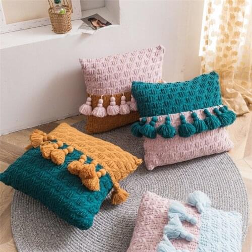 45x45cm Contrast Sofa Pillowcase Pink Cushion Cover Throw Pillow Case Home Sofa Bed Chair Decoration 17.72x 17.72inch