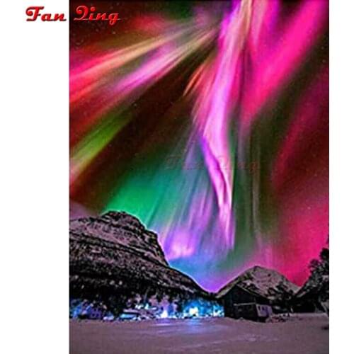 5D DIY Diamond Painting "Aurora starry sky" Full Drill Resin Diamond Embroidery Cross Stitch Home Decor