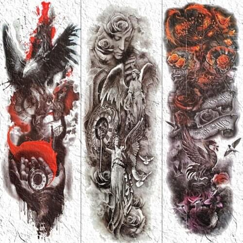 Watercolor Statue Of Liberty Anlgel Temporary Tattoos For Men Women Waterproof Fire Phoenix Tatoos Body Art Fake Tattoo Sticker