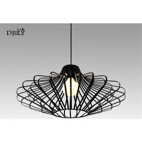 American country Black cage ufo pendant lights for dining room kitchen industrial loft decor hang lamp bar coffee light fixtures