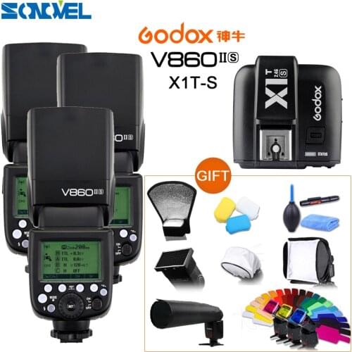 Free DHL 3x Godox V860II-S GN60 E-TTL HSS 1/8000 Li-ion Battery Speedlite Flash+ X1TS Transmitter for Sony A7R A7RII A58 A6000