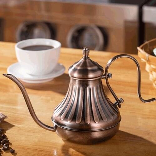 Bronze Coffee Over Drip Pot Fine Mouth Coffee Pot Long Gooseneck Spout Bronze 304 Stainless Steel DIY Coffe Maker Teapot