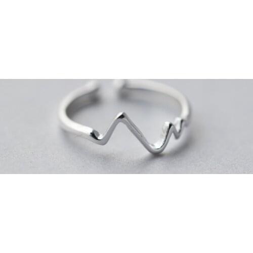 Colusiwei authentic 925 Sterling Silver Electrocardiogram Open Adjustable Finger Rings for Women Fashion Wave Party Jewelry