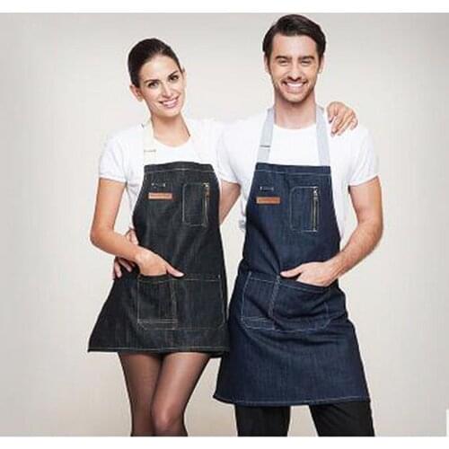 Denim apron, oil painting, western restaurant, baking, work apron customized LOGO