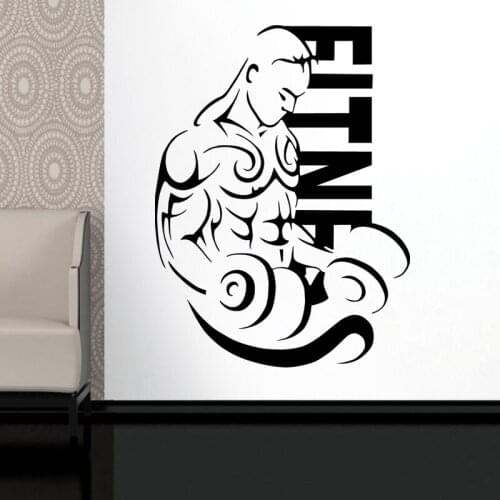 Fitness Club Decal Dumbbell Body-building Posters Vinyl Wall Decals Decor Mural Gym Sticker Fitness Crossfit Decal Gym Sticker