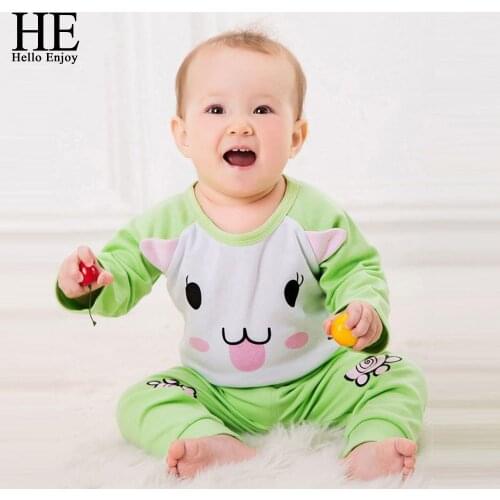 HE Hello Enjoy baby set spring autumn baby boys clothes long sleeve cartoon print romper+pants 2pcs suit baby girls clothes