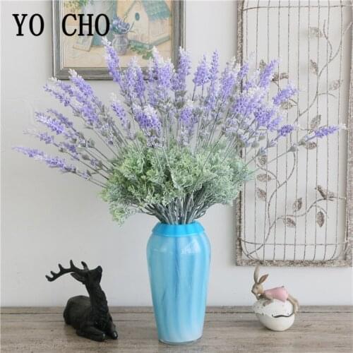 3 Branches Artificial Flocked Lavender Flowers Plastic Fake Flower Plants for Wedding Home Hotel Party Decor Faux Flore Lavender