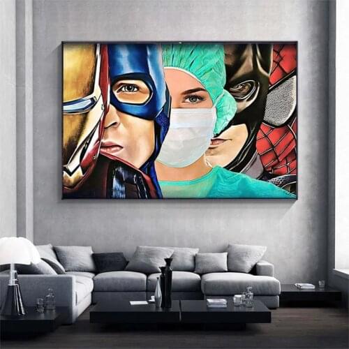 Marvel Superhero And Nurse Canvas Painting Posters and Prints Wall Art Picture For Living Room Home Decor Cuadros Frameless