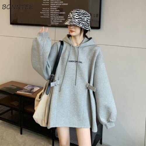 Sweatshirts Women Oversized Loose Pullovers Prevalent Leisure Ulzzang Printed Hooded Chic Plus Velvet Thicker Lazy Autumn Female