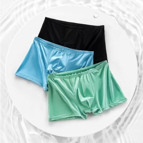 3 pcs/lot Men Underwear Boxer Pack Thin Ice Silk Man Luxury Brand Sexy Mens Boxer Briefs Shorts Mens Transparent Boxers Man