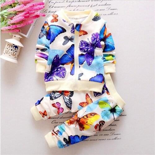 Baby girls suits spring autumn wear toddler long sleeved tops + trousers kids 2pcs newborn sport suit 1-2y