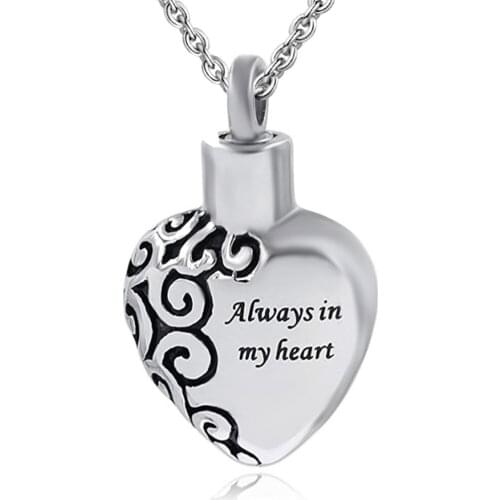 Cremation Jewelry for Ashes - Always In My Heart Pendant Necklacet Cremation Urn Necklace for Ashes
