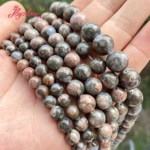 Round Smooth Lake Blue Rain Stone Natural Stone Loose Beads 6.8.10mm for DIY Women Men Necklace Bracelet Jewelry Making 15"
