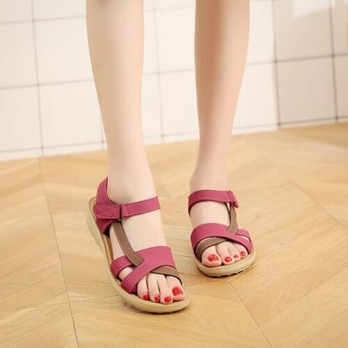 Summer sandals women open toe soft comfortable flat shoes ladies casual low heels walking sandals women non-slip beach shoes