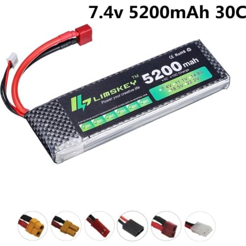 7.4V 5200mAh Lipo Battery 30C For RC Cars Trucks Robot Airplanes Helicopter Parts 2s Rechageable Lithium-Polymer Batteries