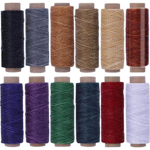 LMDZ 12Pcs Leather Sewing Flat Waxed Thread Set Cord for DIY Handicraft Tool Stitching Thread Flat Waxed Sewing Line Accessories