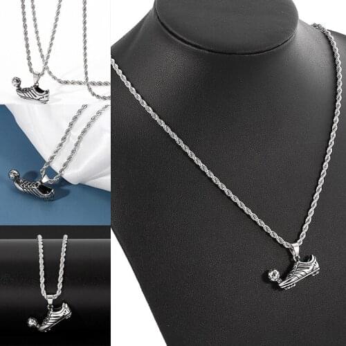 Fashion Hip-hop Football Shoes Pendant Charm Necklace Sports Collar Jewelry Gift