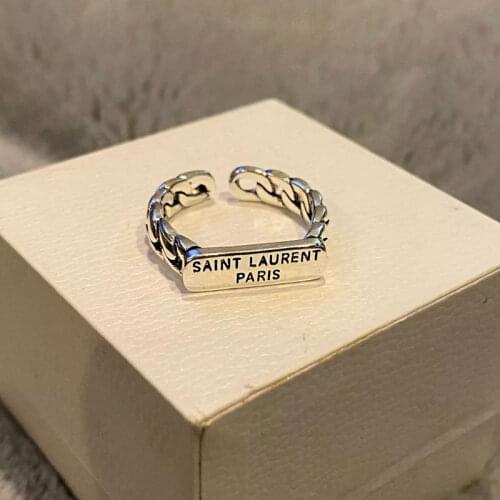 Hip Hop Fashion Square Letter Ring Temperament Men and Women Ring Jewelry Simple Accessories Party Gift