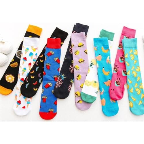 High Quality Fashion Children Socks Kids Banana Pineapple Fruit Print Funny Socks Boys Girls Knee High Socks for Children 3-12Y