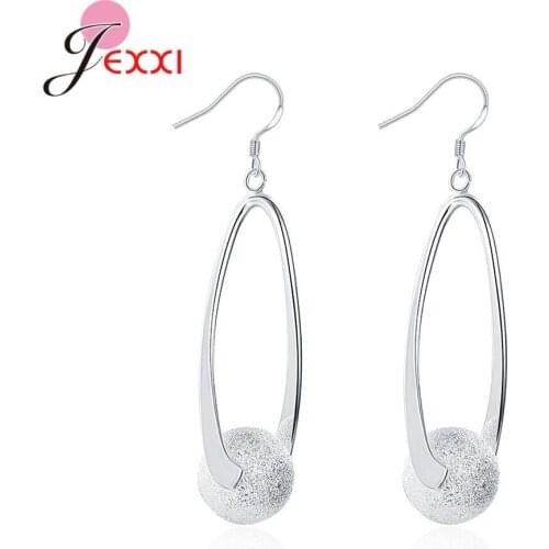 Trendy Retro 925 Sterling Silver Beads Drop Earrings For Women Girls Fashion Dangle Ball Shape Earring Wholesale