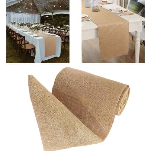 Natural 10yds Jute Ribbon Roll Woven Fabric Table Runner Ribbons Home Decor