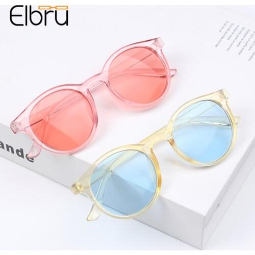 Elbru Children UV400 Sunglasses Baby Fashion Round Sunshades Multi-colored Lens Sun Glasses Ultraviolet-proof Goggles Boys Girls