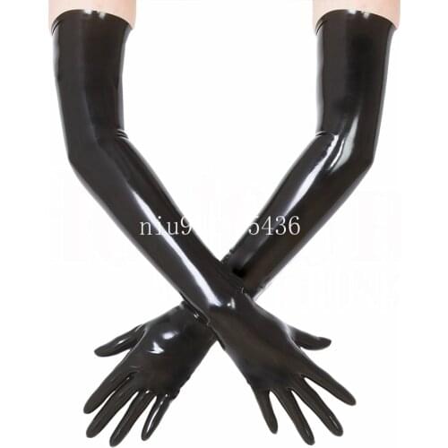 Sexy women men unisex latex exotic lingerie five fingers long gloves club cekc zentai fetish