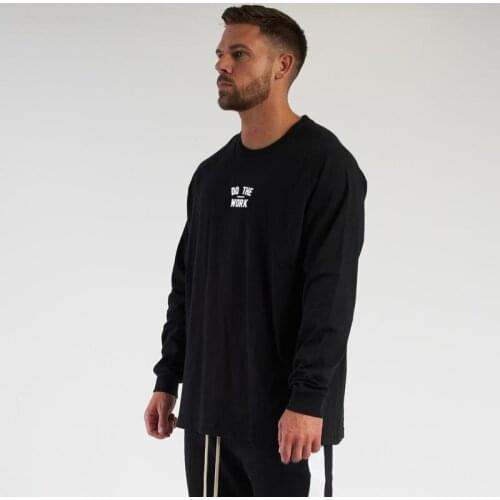 Oversized Long Sleeve T Shirt Mens Plus Size Streetwear Loose Fitness Clothing Spring Autumn Brand Gym T-shirt Workout Tshirt