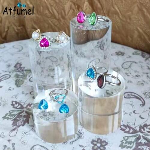 Round Acrylic Cosmetic Display Stand Pad Ring Earring Photography Ornament Prop PendantJewelry Holder Sheet Block Doll-Organizer